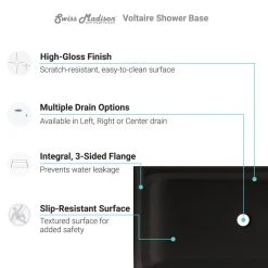 Best Pirce ???? Swiss Madison Voltaire 48"x36" Acrylic Black, Single-Threshold, Center Drain, Shower Base ???? -Grohe Shop 30914df50eb5c45b 5129 w800 h800 b0 p0