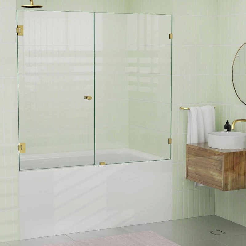 Outlet ???? Glass Warehouse 58.25"x60.25" Frameless Shower Bath Door Wall Hinge, Satin Brass ???? 3 Outlet ???? Glass Warehouse 58.25"x60.25" Frameless Shower Bath Door Wall Hinge, Satin Brass ????