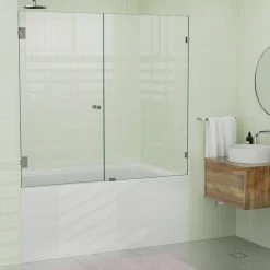 Wholesale ???? Glass Warehouse 58.25"x56.75" Frameless Shower Bath Door Wall Hinge, Brushed Nickel ????