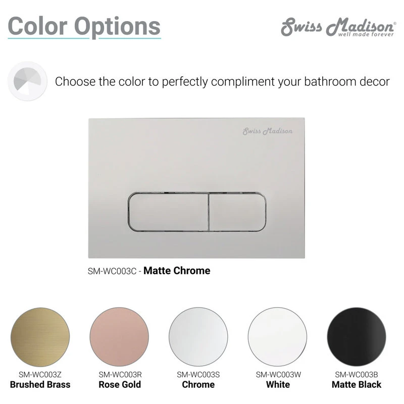 Cheap ⌛ Swiss Madison Wall Mount Dual Flush Actuator Plate With Rectangle Push Buttons In Matte Black ✨ 5 Cheap ⌛ Swiss Madison Wall Mount Dual Flush Actuator Plate With Rectangle Push Buttons In Matte Black ✨ - Image 3