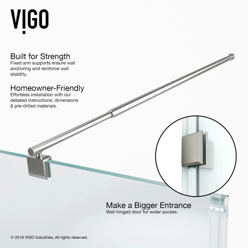 Flash Sale ???? VIGO Pacifica 34"x46" Frameless Shower, Without Base, Brushed Nickel ⭐ 11 Flash Sale ???? VIGO Pacifica 34"x46" Frameless Shower, Without Base, Brushed Nickel ⭐ - Image 9