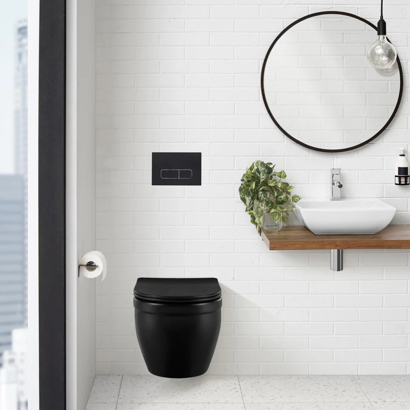 Cheap ⌛ Swiss Madison Wall Mount Dual Flush Actuator Plate With Rectangle Push Buttons In Matte Black ✨ 4 Cheap ⌛ Swiss Madison Wall Mount Dual Flush Actuator Plate With Rectangle Push Buttons In Matte Black ✨ - Image 2