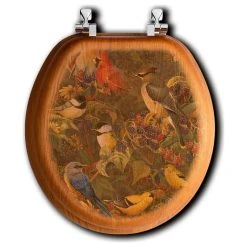 Best deal ???? WGI-GALLERY Toilet Seat, Elongated, Berry Bush Songbirds, Round ????