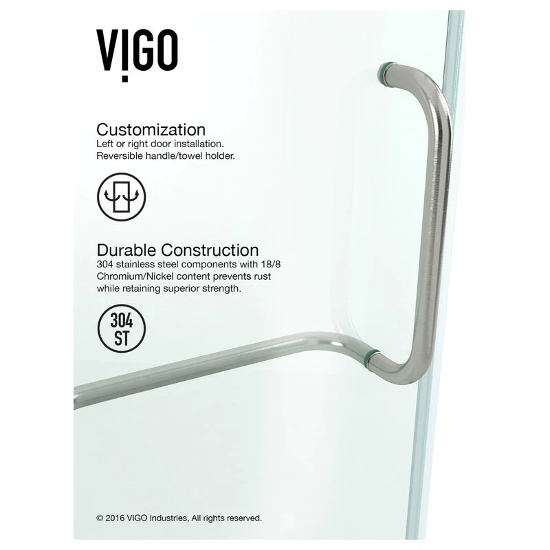 Flash Sale ???? VIGO Pacifica 34"x46" Frameless Shower, Without Base, Brushed Nickel ⭐ 8 Flash Sale ???? VIGO Pacifica 34"x46" Frameless Shower, Without Base, Brushed Nickel ⭐ - Image 6