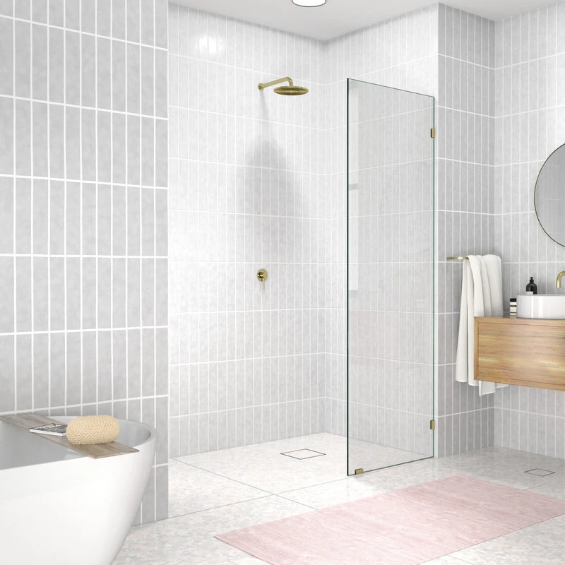 Outlet ???? Glass Warehouse 78"x26.5" Frameless Shower Door Single Fixed Panel, Satin Brass ???? 3 Outlet ???? Glass Warehouse 78"x26.5" Frameless Shower Door Single Fixed Panel, Satin Brass ????